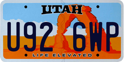 UT license plate U926WP