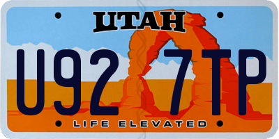UT license plate U927TP