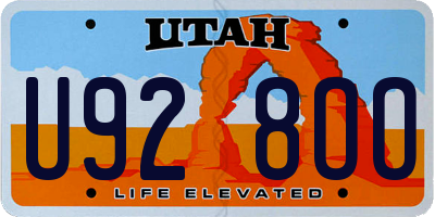 UT license plate U928OO