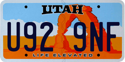 UT license plate U929NF