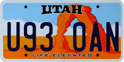 UT license plate U930AN