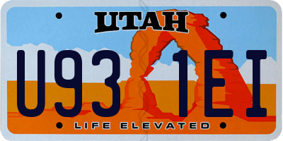 UT license plate U931EI
