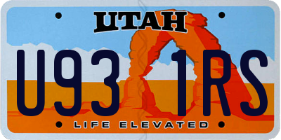 UT license plate U931RS