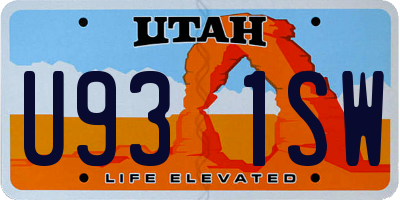 UT license plate U931SW