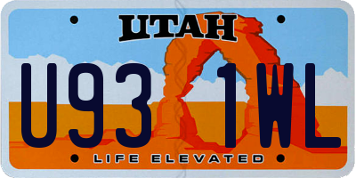 UT license plate U931WL