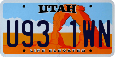 UT license plate U931WN
