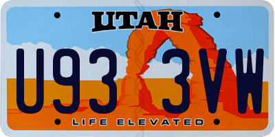 UT license plate U933VW
