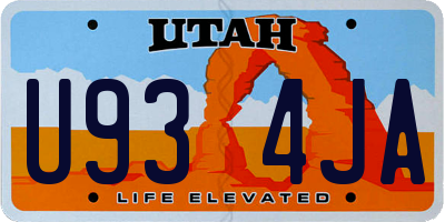 UT license plate U934JA