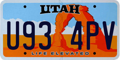 UT license plate U934PV