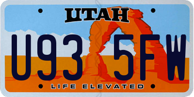 UT license plate U935FW