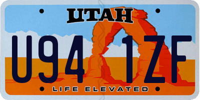 UT license plate U941ZF