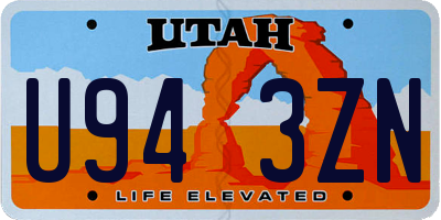 UT license plate U943ZN