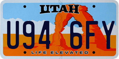 UT license plate U946FY