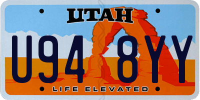 UT license plate U948YY