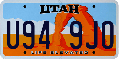 UT license plate U949JO