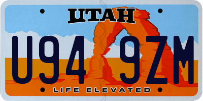 UT license plate U949ZM
