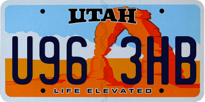 UT license plate U963HB