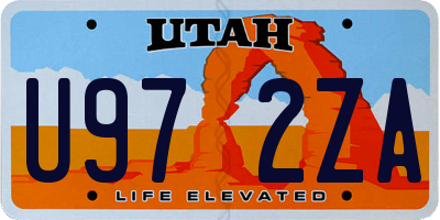 UT license plate U972ZA