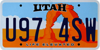 UT license plate U974SW