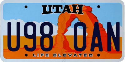 UT license plate U980AN