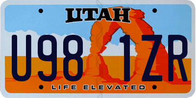 UT license plate U981ZR