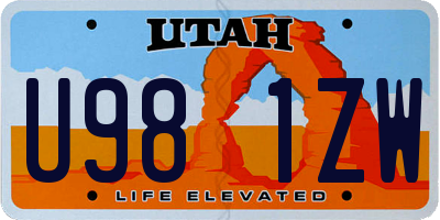 UT license plate U981ZW