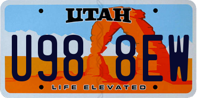 UT license plate U988EW