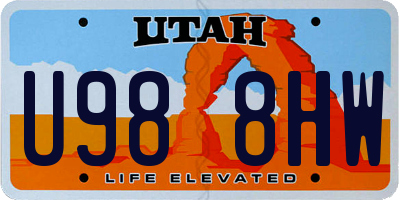 UT license plate U988HW