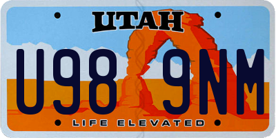 UT license plate U989NM