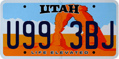 UT license plate U993BJ