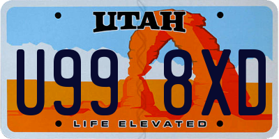 UT license plate U998XD