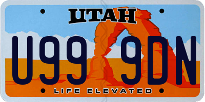 UT license plate U999DN