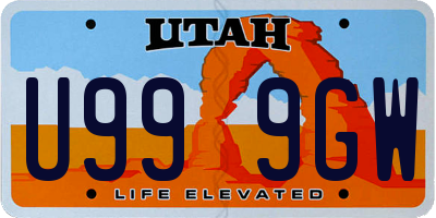 UT license plate U999GW