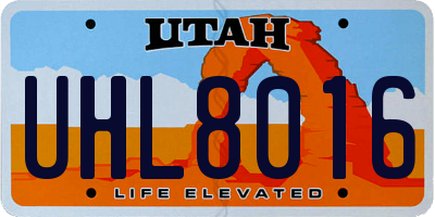 UT license plate UHL8016