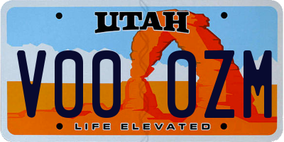 UT license plate V000ZM