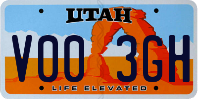 UT license plate V003GH