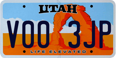 UT license plate V003JP