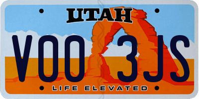 UT license plate V003JS
