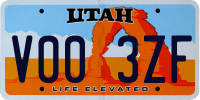 UT license plate V003ZF