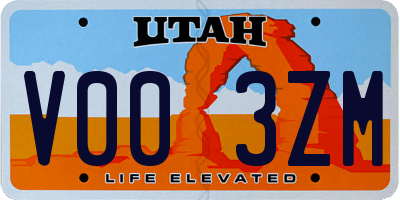 UT license plate V003ZM