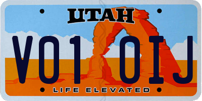 UT license plate V010IJ