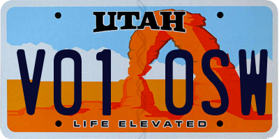 UT license plate V010SW