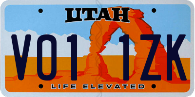 UT license plate V011ZK