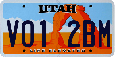 UT license plate V012BM