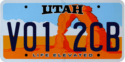 UT license plate V012CB