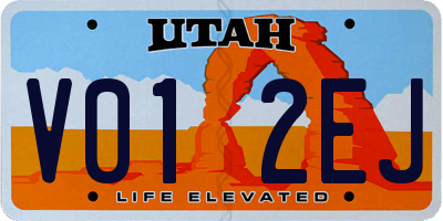 UT license plate V012EJ