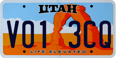 UT license plate V013CQ