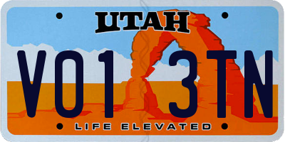 UT license plate V013TN