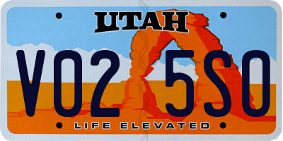 UT license plate V025SO