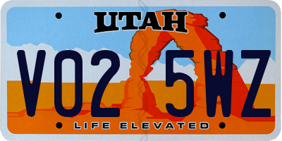 UT license plate V025WZ